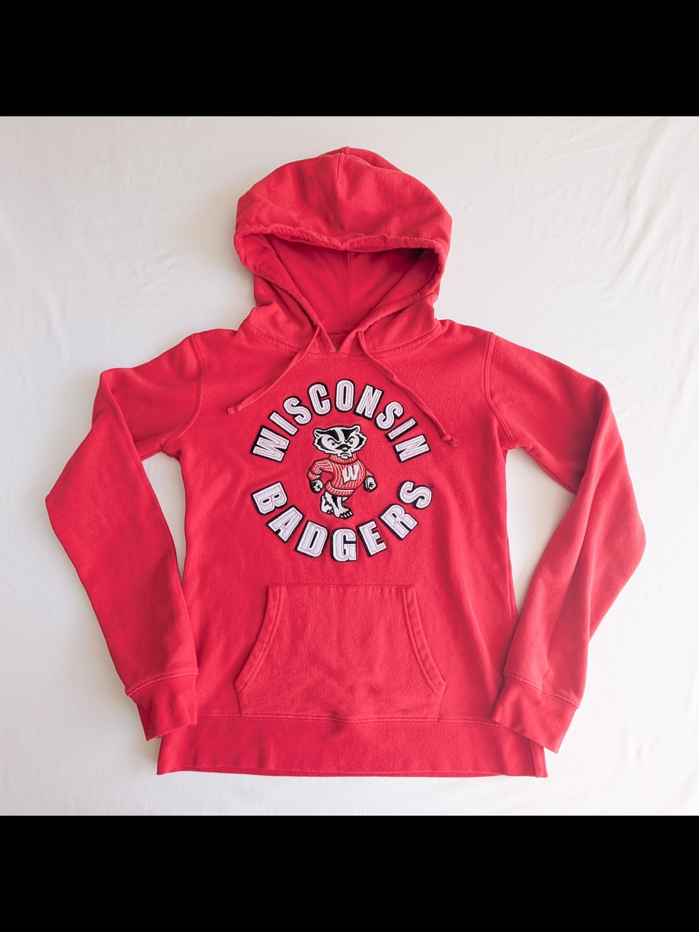 University of Wisconsin Hooded Patch Embroidered Badger Sweatshirt Unisex Med